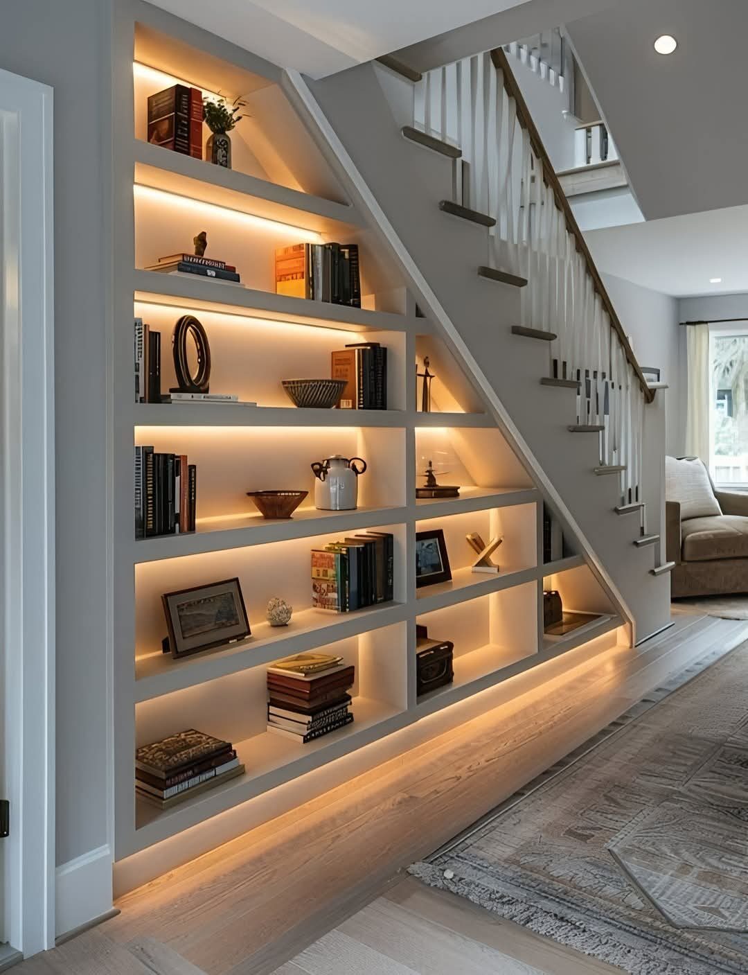 White floor-to-ceiling wardrobe with brass pulls